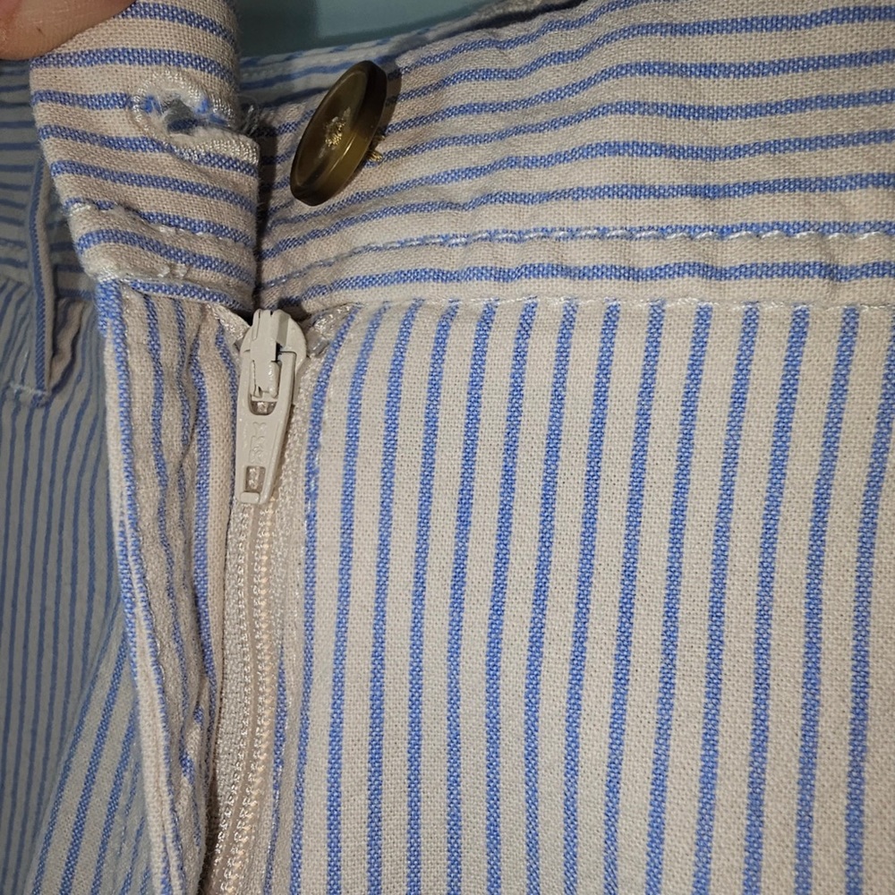 Talbots size 4P blue and white pinstriped relaxed chino pants, ankle length - Picture 2 of 8